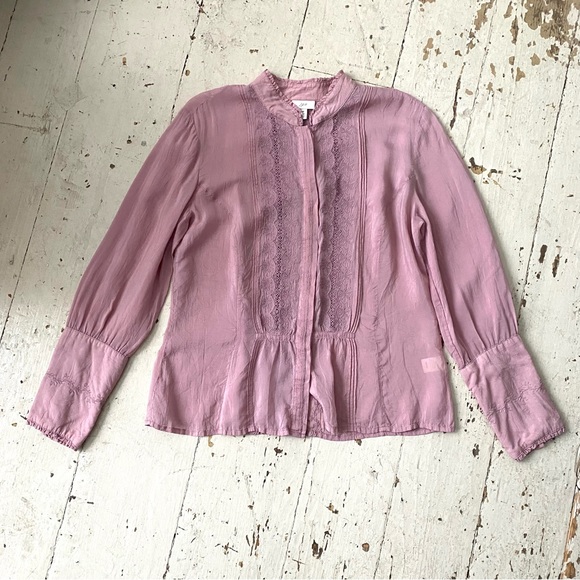 J Jill Silky Embroidered Lace Bohemian Peplum Top Blouse - Picture 3 of 13